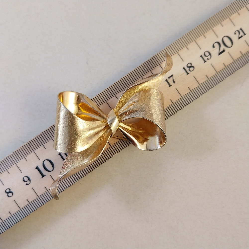 Vintage Gold Planted  Bow Brooch - Picture 6 of 15